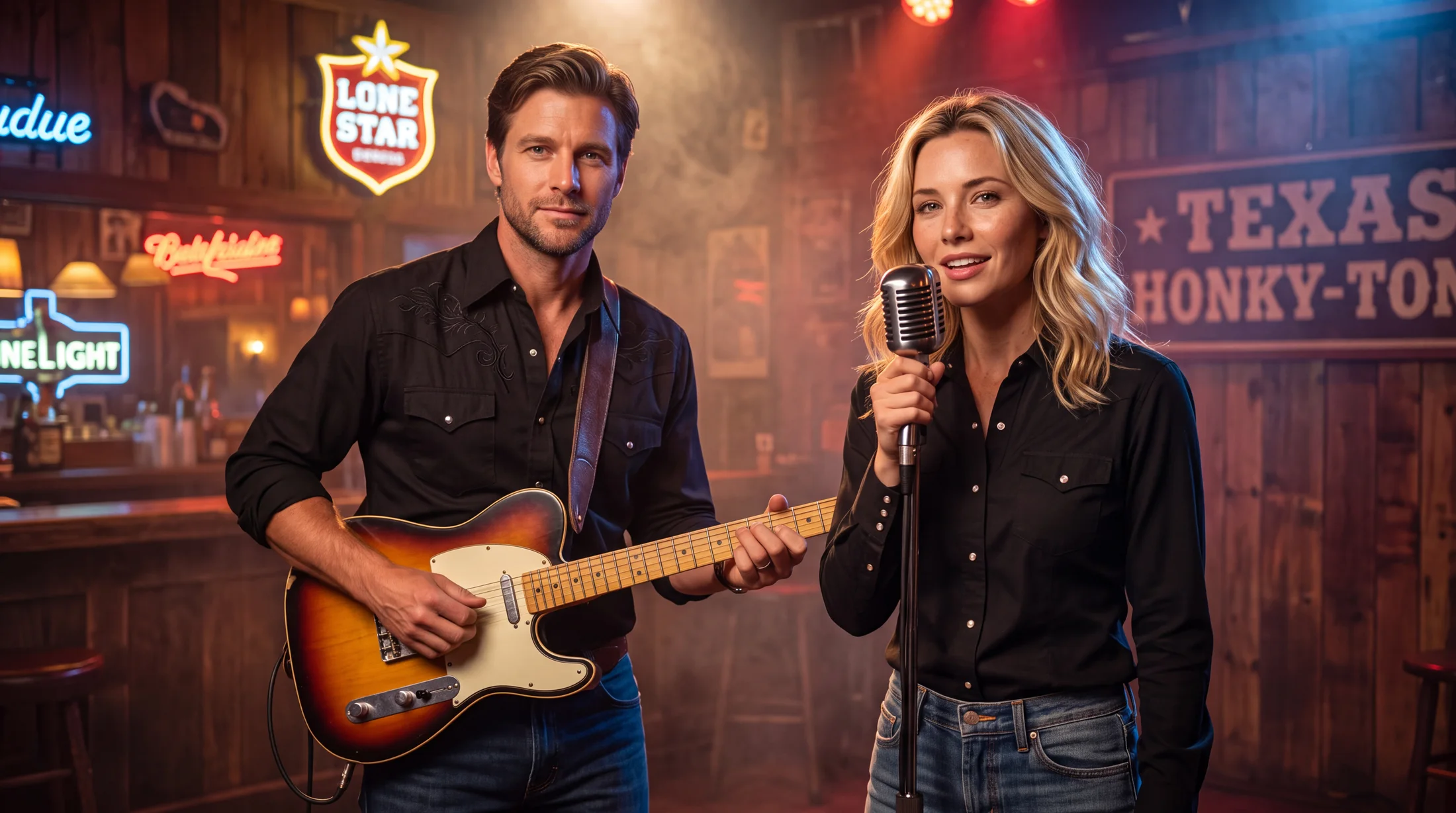 Texas Drank performing together in a honky-tonk